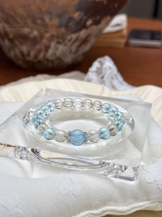 Water Element | Natural Aquamarine & Clear Quartz Spiritual Purification Bracelet