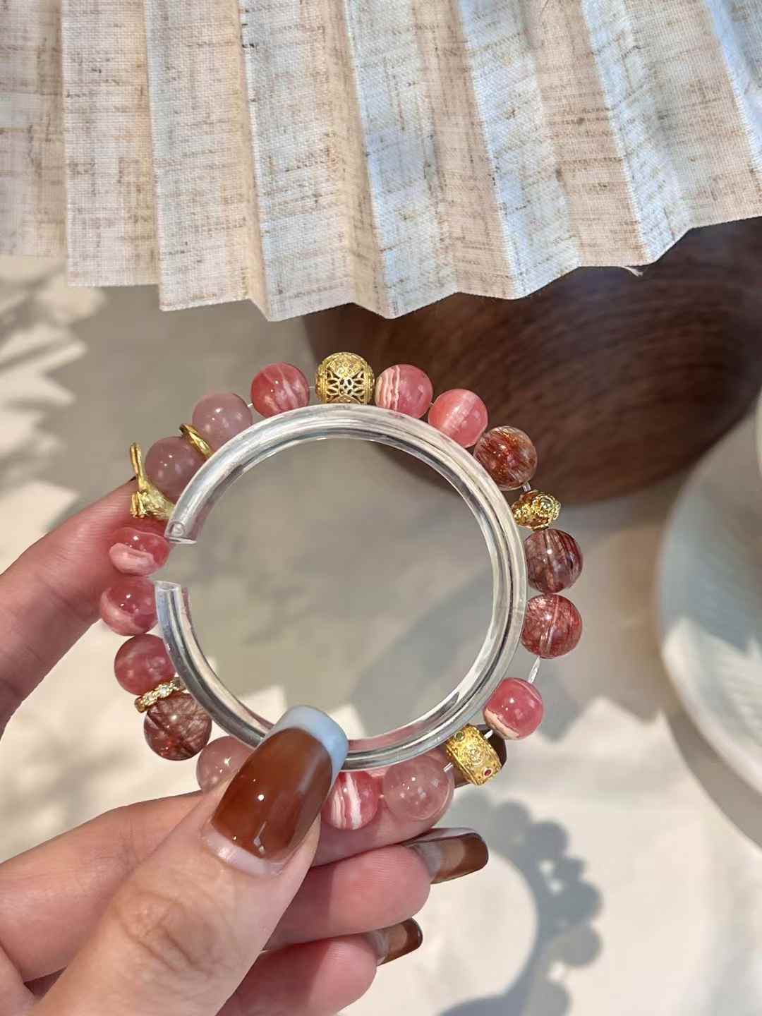 Golden Rutilated Quartz & Rhodochrosite Set: Abundance, Love, and Eternal Bond