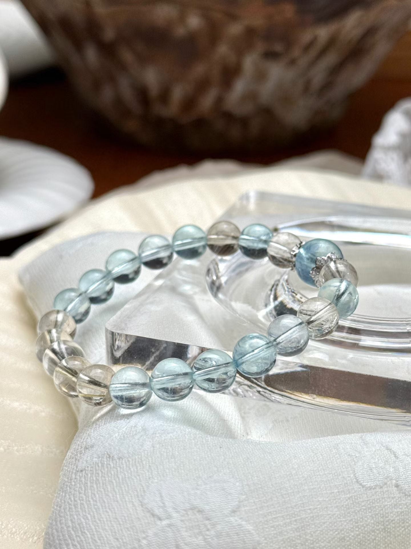 Water Element | Natural Aquamarine & Clear Quartz Spiritual Purification Bracelet