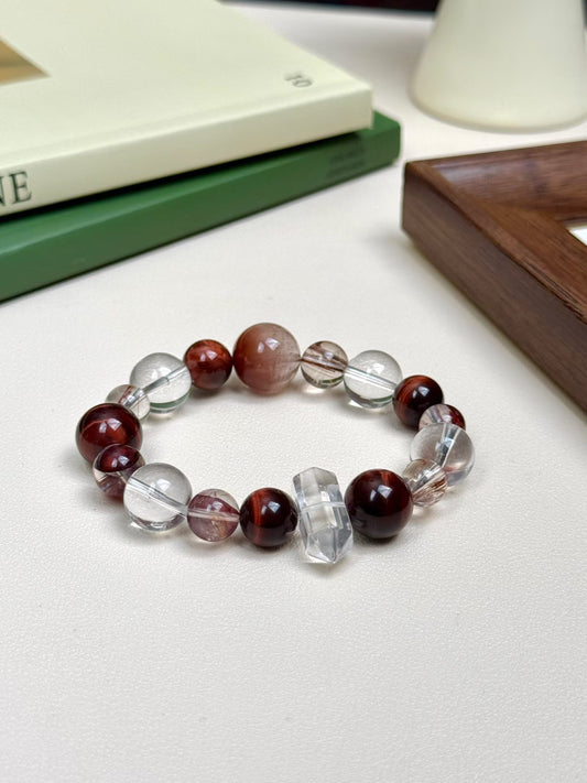Fire Element | Red Tiger’s Eye & Quartz Energy Loop Bracelet-Activate, Focus, and Achieve Your Goals