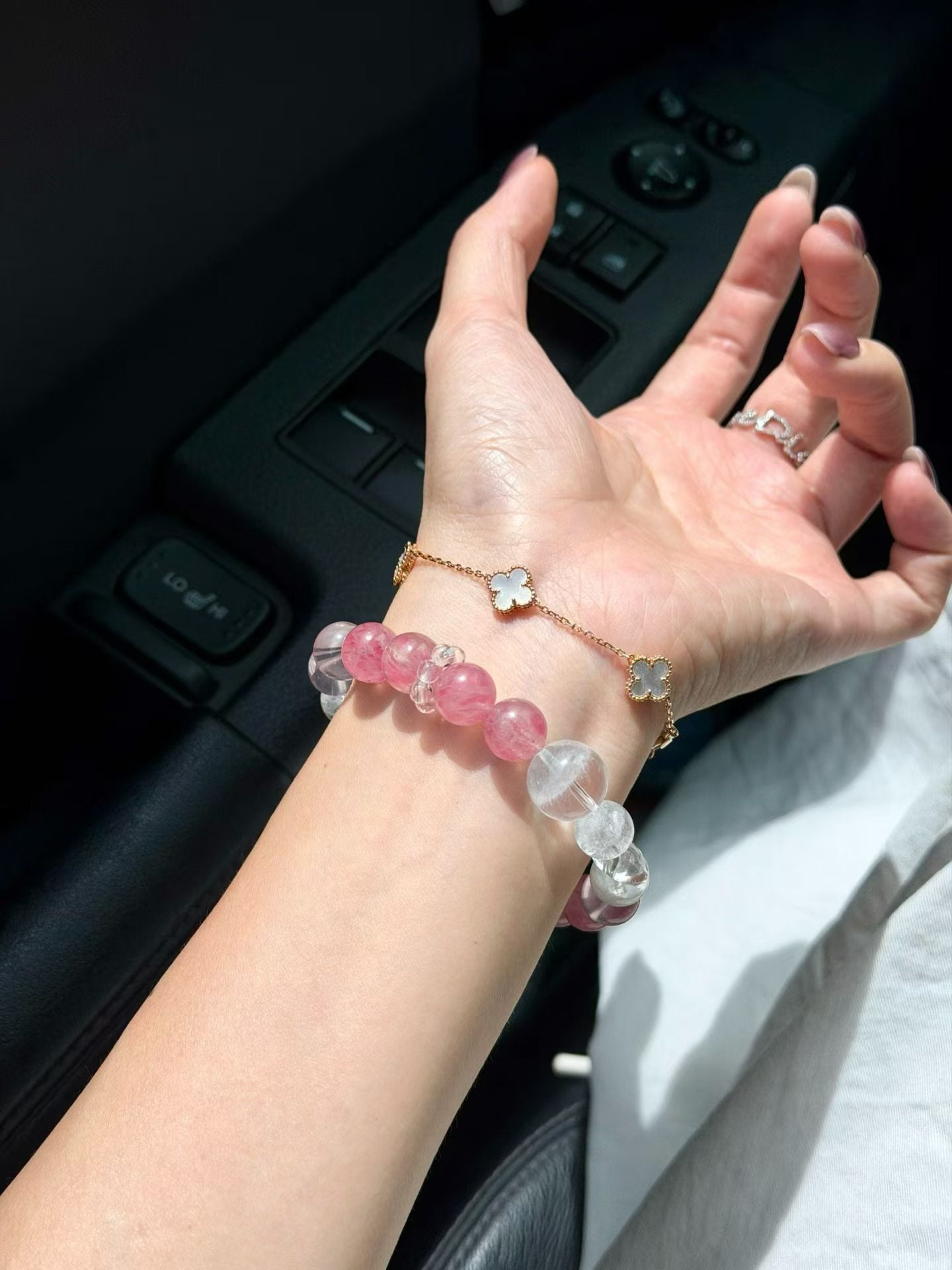 Deep Heart Healing & Renewal Crystal Bracelet | Rhodonite, Rose Quartz & White Phantom for Emotional Recovery