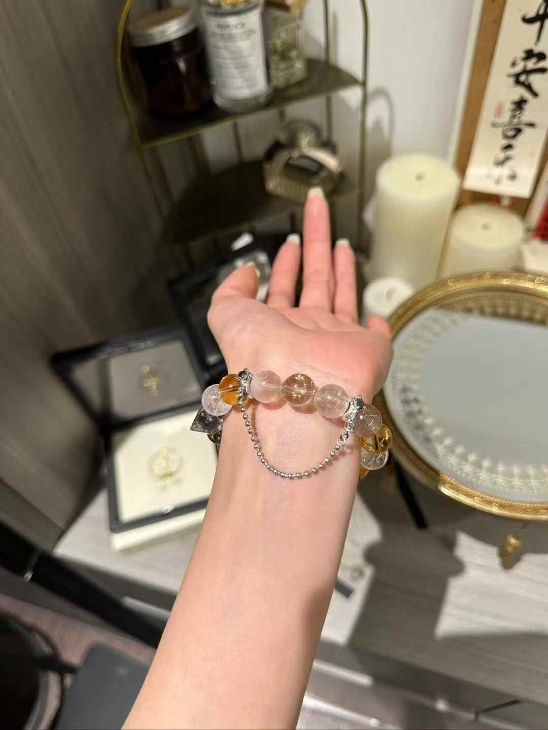 Five Elements Harmony Bracelet｜Citrine, Kunzite, Rutilated Quartz, Pink Ghost & Herkimer Diamond