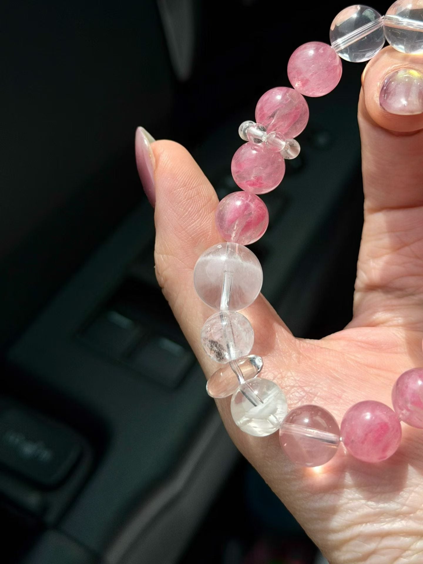 Deep Heart Healing & Renewal Crystal Bracelet | Rhodonite, Rose Quartz & White Phantom for Emotional Recovery