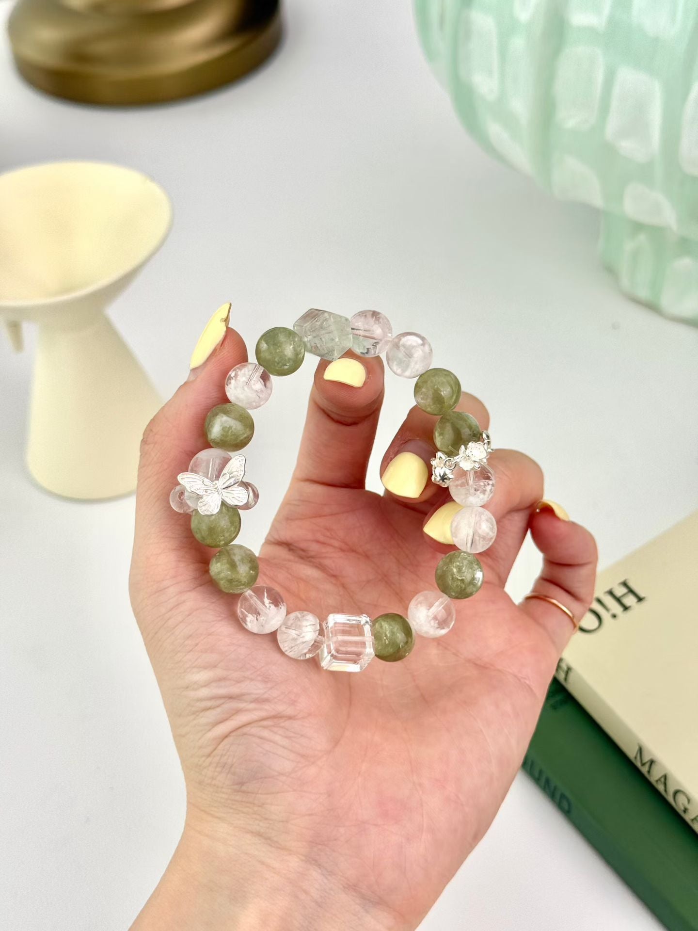 Wealth & Vitality | Green Phantom & Snowflake Quartz Healing Bracelet