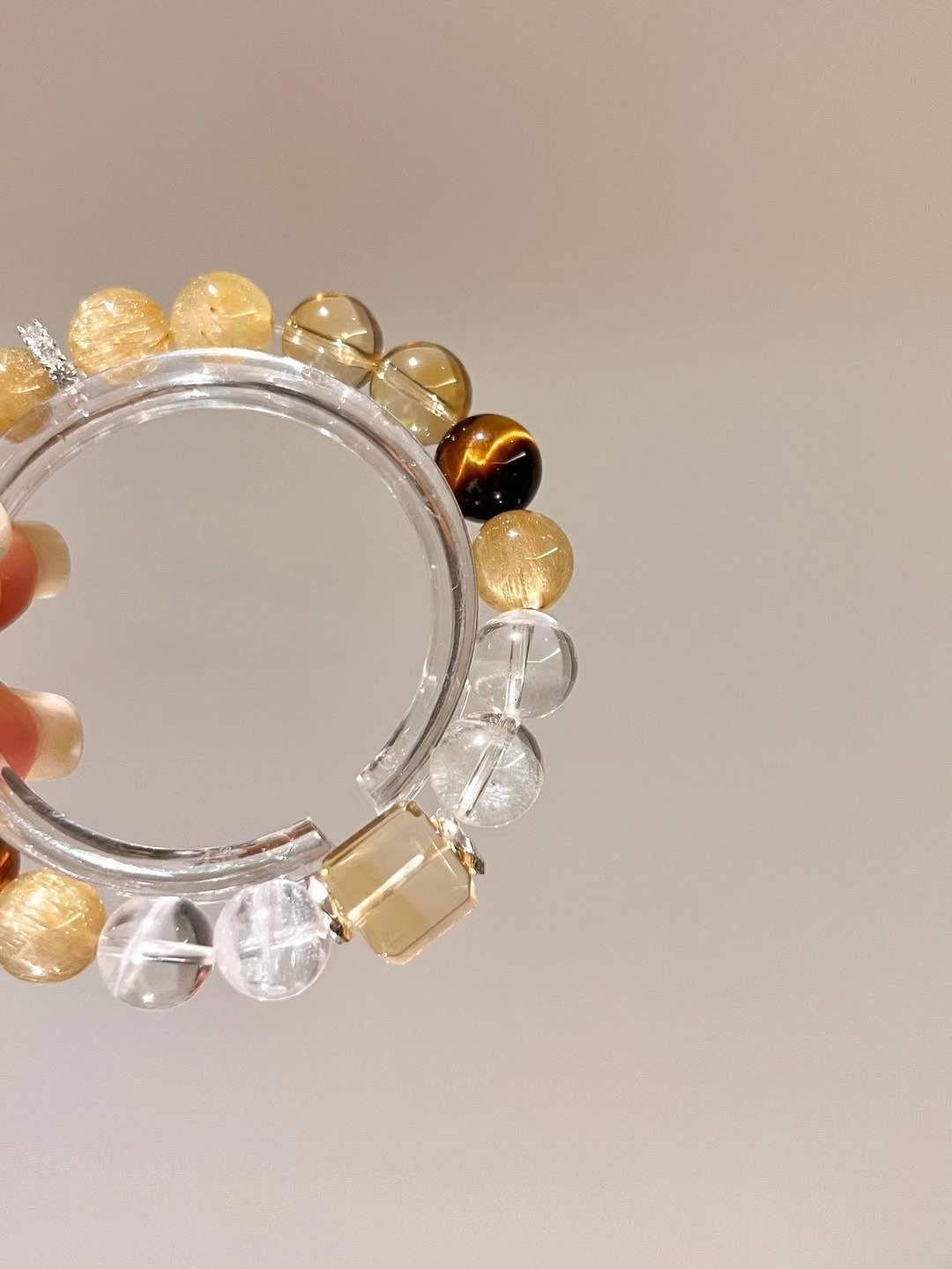 Earth & Metal Element | Citrine, Rutilated Quartz, Tiger’s Eye & White Phantom Abundance Bracelet