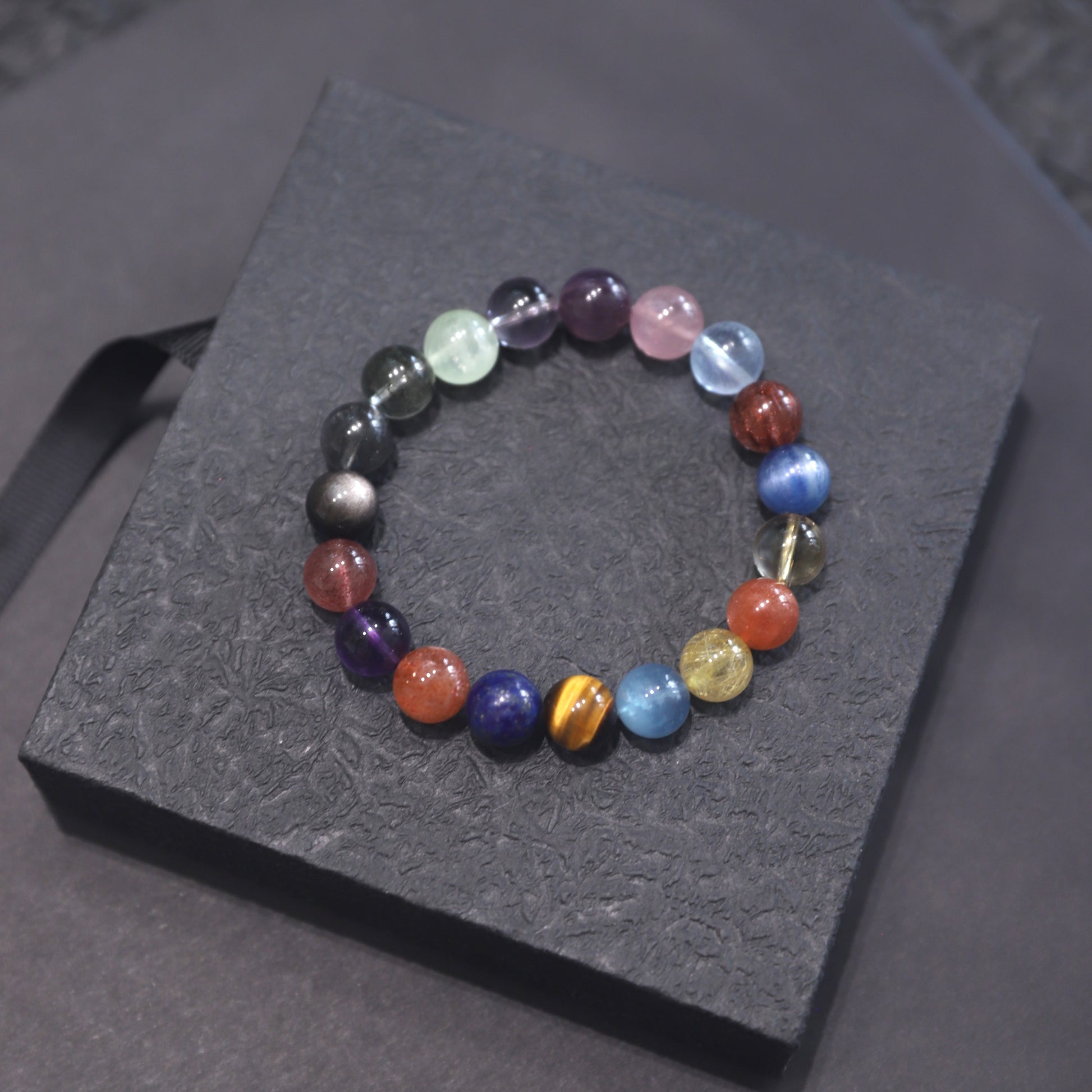 10mm Full Spectrum Aurora Rainbow Beaded Bracelet | Natural Crystal