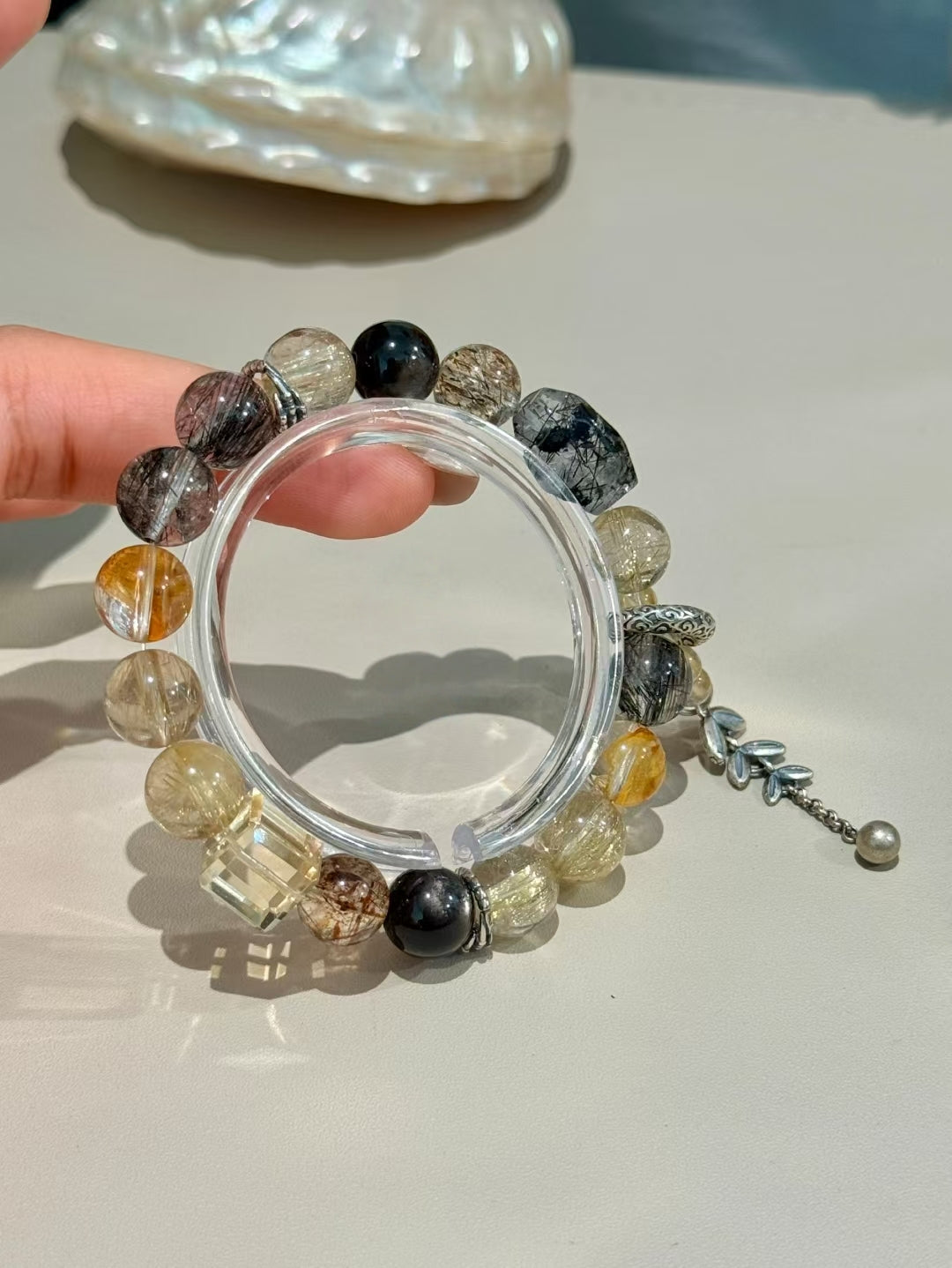 Alchemist's Treasure — Golden Rutilated Quartz & Black Stones for Transformation