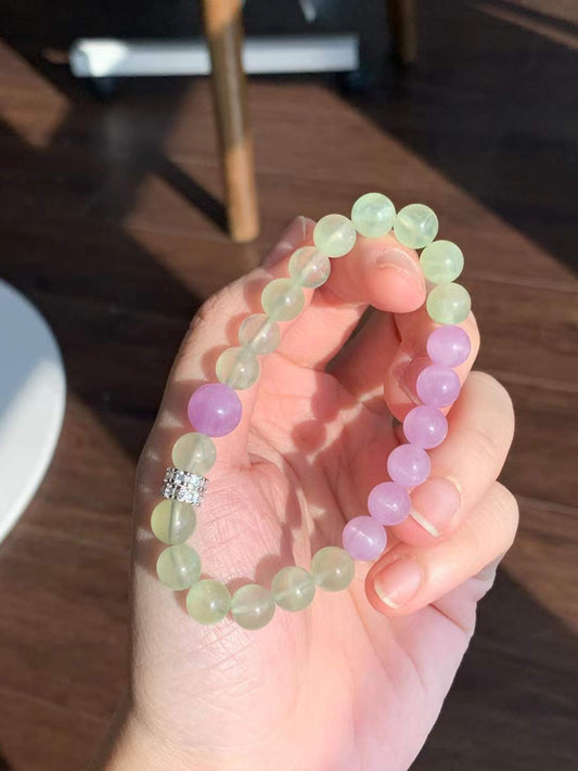 Hope & Emotional Balance | Natural Prehnite & Kunzite Heart Healer Bracelet