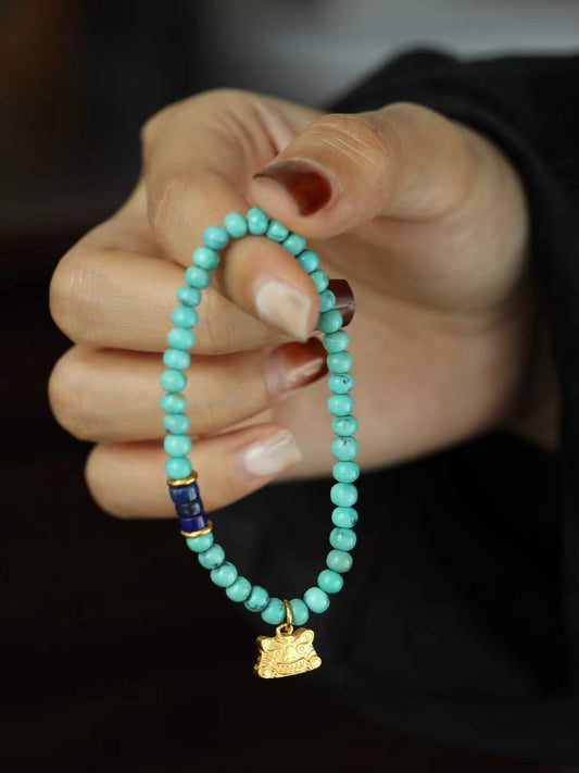 Natural Turquoise & Chinese Zodiac Sign Protection Bracelet