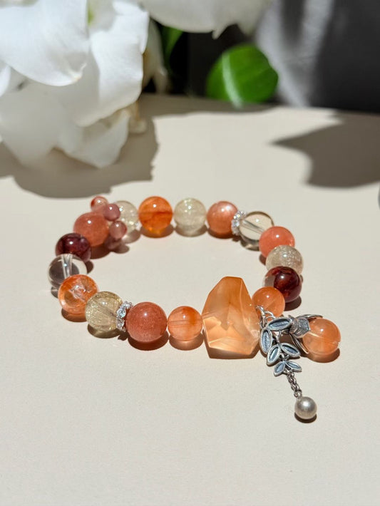 Sunrise Ignition Bracelet — Golden Sunstone & Red Aventurine for New Beginnings