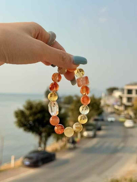 The Sun-Kissed Prosperity | Orange Hematoid Quartz & Citrine Bracelet