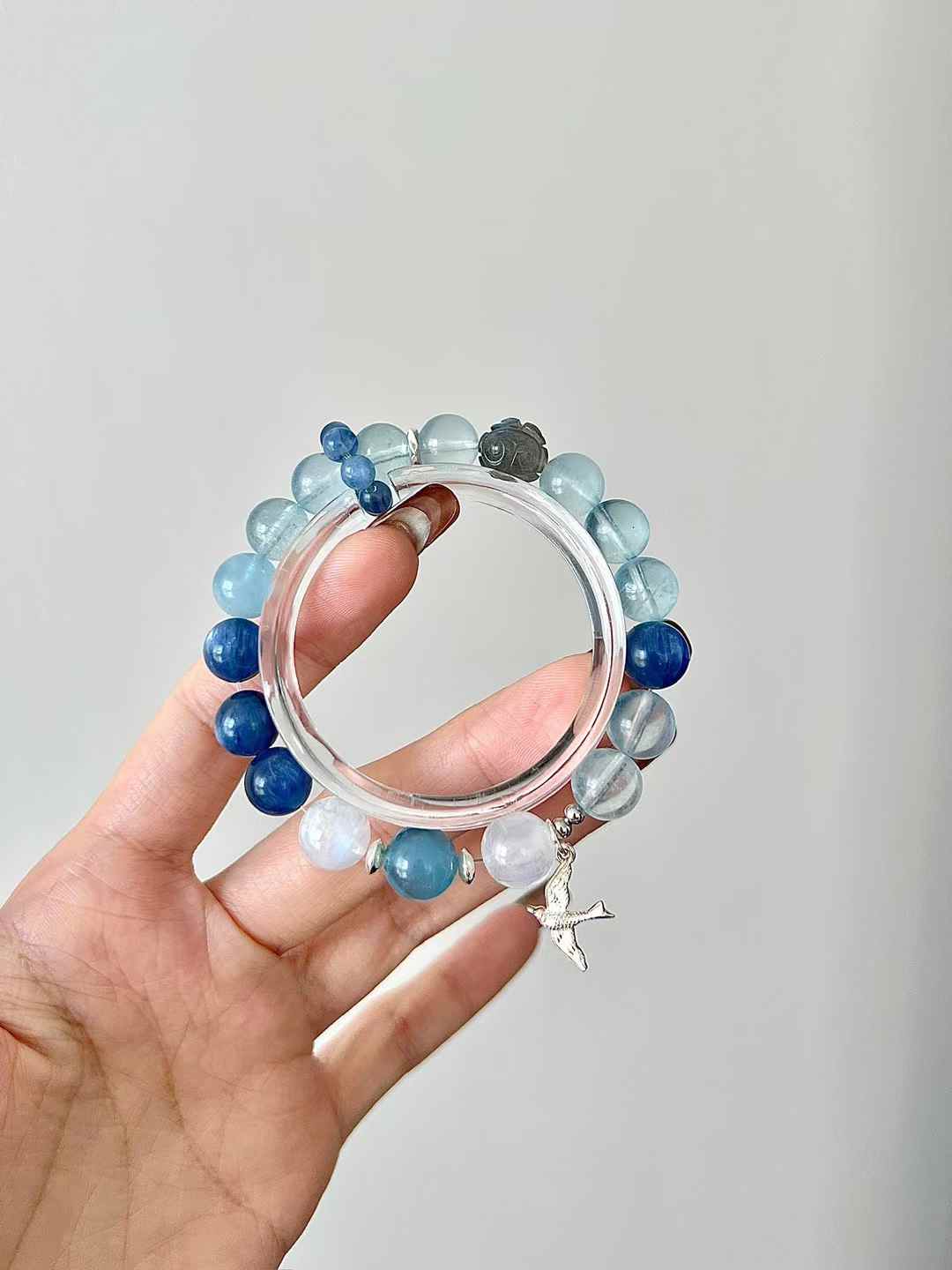 Water Element | Aquamarine, Kyanite, Indian Moonstone & Labradorite Bracelet for Wisdom & Mental Clarity