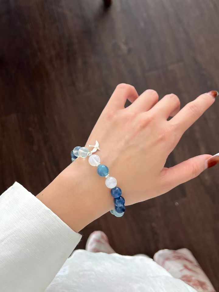 Water Element | Aquamarine, Kyanite, Indian Moonstone & Labradorite Bracelet for Wisdom & Mental Clarity