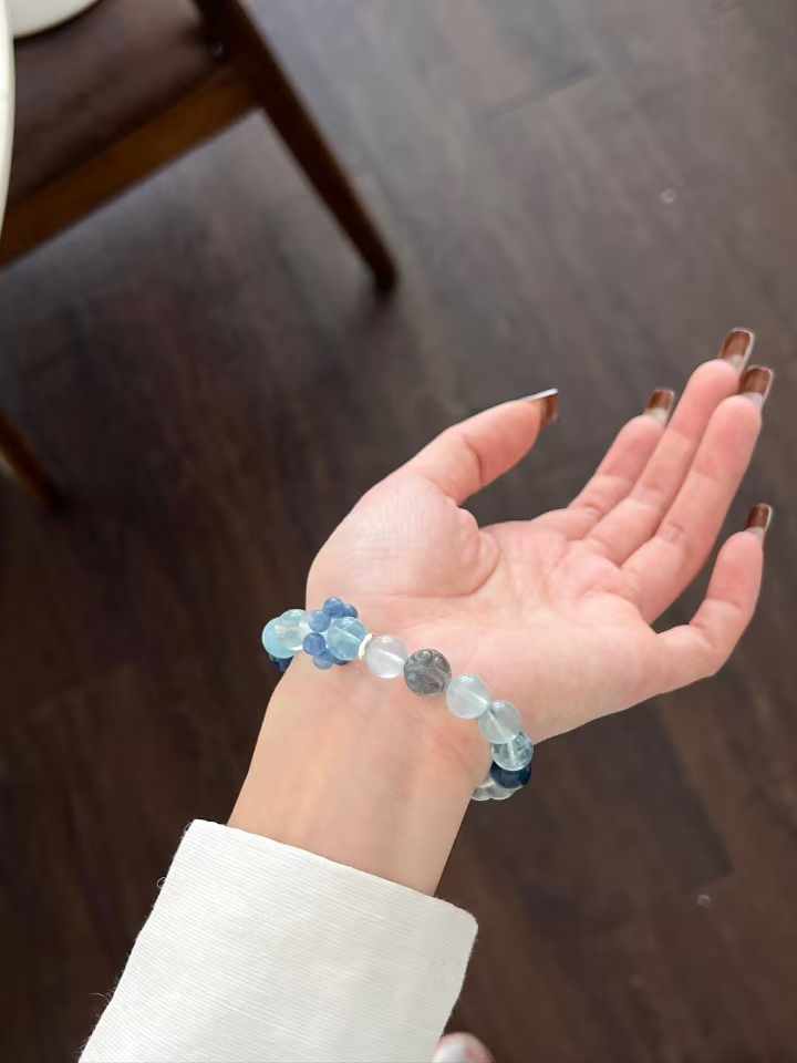 Water Element | Aquamarine, Kyanite, Indian Moonstone & Labradorite Bracelet for Wisdom & Mental Clarity