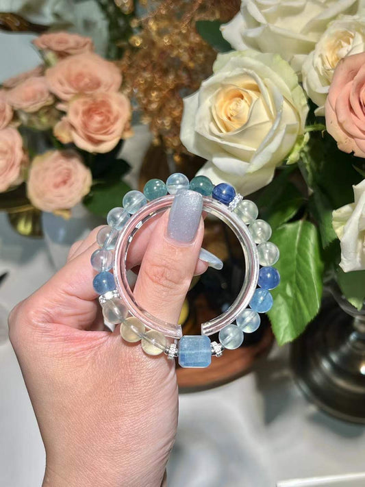 Water & Wood Element | Aquamarine, Green Quartz, Kyanite & Prehnite